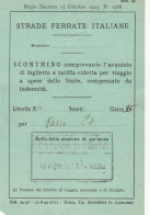 BIGLIETTO TRENO  STRADE FERRATE ITALIANE 1939 (BY1002 - Europe