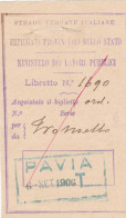 BIGLIETTO TRENO STRADE FERRATE ITALIANE 1906 (BY968 - Europe