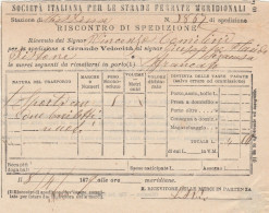RISCONTRO SPEDIZIONE STRADE FERRATE MERIDIONALI 1879 (BY867 - Europe