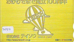 Carte Prepayee JAPON * (2052) BALLON * MONTGOLFIERE - Hot Air Balloon * Aerostato * Heißluft Prepaid CARD JAPAN - - Deportes