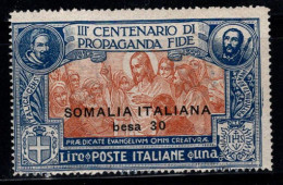 Somalie 1923 Sass. 48 Neuf * MH 100% Propaganda Fide, 30 B Sur 1 L. - Somalië