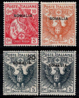 Somalie 1916 Sass. 19-22 Neuf * MH 100% Croix-Rouge - Somalia