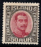 Islande 1920 Mi. 95 Neuf * MH 100% 50 A, Roi Cristian X - Unused Stamps