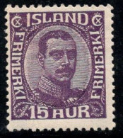 Islande 1920 Mi. 90 Neuf * MH 60% 15 A, Roi Cristian X - Nuevos