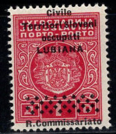 Ljubljana 1941 Sass. 7 H Neuf ** 100% Timbre-taxe 1d, La Surimpression Monte - Lubiana