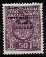 Ljubljana 1941 Sass. 6 G Neuf ** 80% Timbre-taxe 50p. Sans Losanges - Lubiana