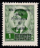 Ljubljana 1941 Sass. 44 Neuf ** 100% Timbres De Yougoslavie, 1d, Vert Jaune - Ljubljana