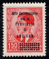 Ljubljana 1941 Sass. 45 Neuf ** 100% Timbres De Yougoslavie, 1,50 Rouge. - Ljubljana