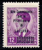 Ljubljana 1941 Sass. 54 Neuf ** 80% Timbres De Yougoslavie, 12d.violet - Ljubljana