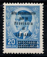 Ljubljana 1941 Sass. 56 Neuf ** 80% Timbres De Yougoslavie, 20d. Bleu Clair - Ljubljana