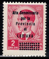 Ljubljana 1941 Sass. 46 Neuf ** 100% Timbres De Yougoslavie, 2d. Rose Lilas - Lubiana