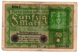 Germany - German Empire  - Banknotes - 50 Reichsmark - Bookend Fancy Serial Number (24 99 24 ) -  ND1919 - 50 Mark