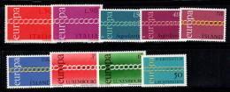 Europe CEPT 1971 Neuf ** 100% Yougoslavie, Islande, Luxembourg - 1971