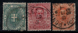 Italie 1891-96 Sass. 59-61 Oblitéré 100% Umberto I, Armoiries, 5c, 10c... - Oblitérés