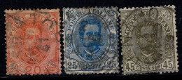 Italie 1891-96 Sass. 61-63 Oblitéré 80% Umberto I, 20c, 25c, 45c. - Oblitérés