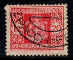 Italie 1945 Sass. 96 Oblitéré 100% Timbre-taxe 20 L, Armoiries. - Gebraucht