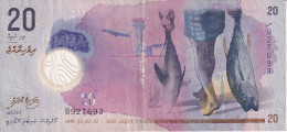 BILLETE DE MALDIVAS DE 20 RUFIYAA DEL AÑO 2015 - PEZ-FISH  (BANKNOTE) - Maldive