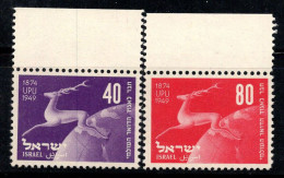 Israël 1949 Mi. 28-29 Neuf ** 100% UPU - Unused Stamps (without Tabs)