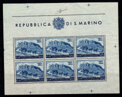 Saint-Marin 1951 Sass. 9 D Bloc Feuillet 80% Neuf ** Signé Sorani,200 Lires, Union Postale - Neufs