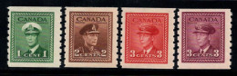 Canada 1942 Mi. 216 C-219 C Neuf ** 100% Roi George VI, 1 C, 2 C... - Unused Stamps