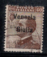 Vénétie Julienne 1918-19 Sass. 25 Oblitéré 60% 40 Cents - Venezia Giuliana