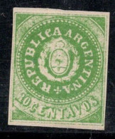 Argentine 1862 Mi. 6 II Neuf * MH 20% Armoiries, 10 C - Used Stamps