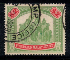 États Malais Fédérés 1922 Mi. 76 Oblitéré 100% 2 $, éléphants - Federated Malay States