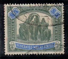 États Malais Fédérés 1900 Mi. 25 Oblitéré 100% 5 $, éléphants - Federated Malay States