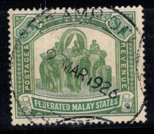 États Malais Fédérés 1922 Mi. 74 Oblitéré 100% Éléphants, 1 $ - Federated Malay States