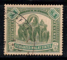 États Malais Fédérés 1900 Mi. 23 Oblitéré 100% 1 $, éléphants - Federated Malay States