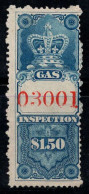 Revenu Canada 1876 Sans Gomme 100% 1.5$, Van Dam FG4, Inspection Du Gaz - Fiscale Zegels