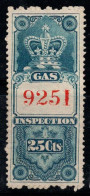 Revenu Canada 1876 Sans Gomme 60% 25c., Van Dam FG1, Inspection Du Gaz - Fiscali