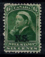 Revenus De La Nouvelle-Écosse Au Canada 1868 Oblitéré 100% 6c., Van Dam NSB7, Bill Stamp - Fiscales
