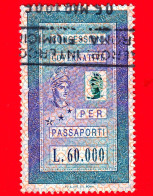 ITALIA - Usato - 1996 - Concessioni Governative Per Passaporti - Fiscali - Lire  60000 - Fiscaux