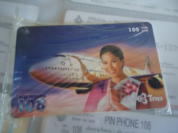 THAILAND MNH   CARDS PIN 108  AIRPLANES    WOMEN - Aerei