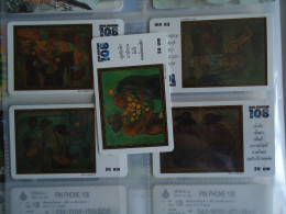 THAILAND USED 5 CARDS PIN 108  FAMOUS   PAINTING - Schilderijen