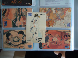 THAILAND USED 5 CARDS PIN 108 CULTURE PAINTING - Schilderijen