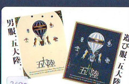 Carte Prepayee JAPON * (2098) BALLON * MONTGOLFIERE - Hot Air Balloon * Aerostato * Heißluft Prepaid CARD JAPAN - - Sport