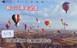 Carte Prepayee JAPON * (2117) BALLON * MONTGOLFIERE - Hot Air Balloon * Aerostato * Heißluft Prepaid CARD JAPAN - - Sport