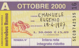 ABBONAMENTO ROMA OTTOBRE 2000  (MF2505 - Europe