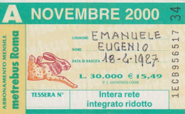 ABBONAMENTO ROMA NOVEMBRE 2000  (MF2506 - Europe
