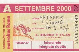 ABBONAMENTO ROMA SETTEMBRE 2000  (MF2503 - Europe