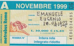 ABBONAMENTO ROMA NOVEMBRE 1999  (MF2498 - Europe