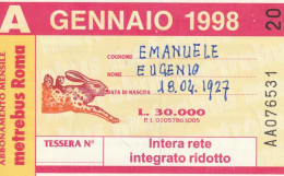 ABBONAMENTO ROMA GENNAIO 1998  (MF2497 - Europe