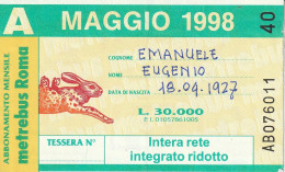 ABBONAMENTO ROMA MAGGIO 1998  (MF2493 - Europe