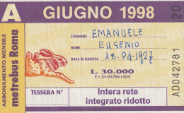 ABBONAMENTO ROMA GIUGNO 1998  (MF2492 - Europe