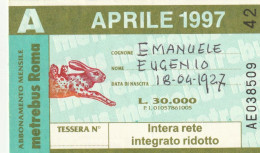 ABBONAMENTO ROMA APRILE 1997  (MF2480 - Europe