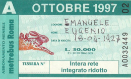 ABBONAMENTO ROMA OTTOBRE 1997  (MF2485 - Europe