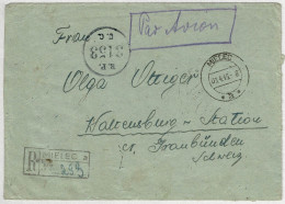 Polen / Polska 1946, Brief Einschreiben Mielec - Waltensburg Station (Schweiz), Frankatur Rückseite, Zensur R.P. 3153 - Storia Postale