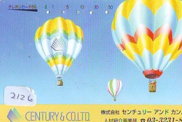 Carte Prepayee JAPON * (2126) BALLON * MONTGOLFIERE - Hot Air Balloon * Aerostato * Heißluft Prepaid CARD JAPAN - - Sport